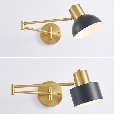 Mini Wall Sconce Round 1 Head 9.5 Inchs Length Simple Wall Spotlight for Study Room in Gold
