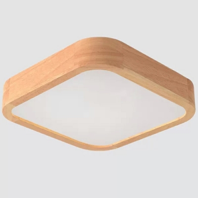 Minimalist Wood Flush Mount Ceiling Lamp LED Square Ceiling Light for Bedroom