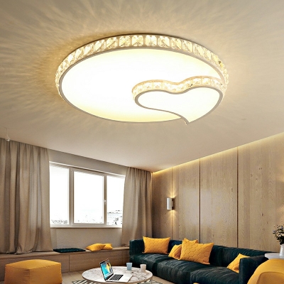 Modern Style Flush Mount Ceiling Light for Bedrooom Crystal LED Lighting in White