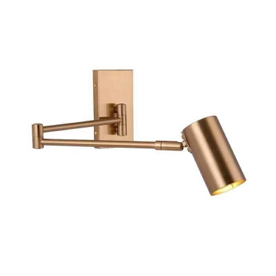 Modernist 1 Bulb Sconce Lighting Cylindrical Wall Mount Pendant Lamp with Metal Shade in Brass