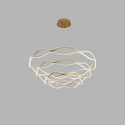 Modernist LED Hanging Chandelier Gold Cycle Ceiling Pendant with Aluminum Shade