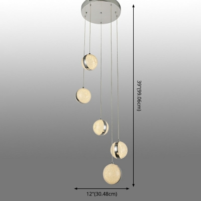 White Glass Split Globe Pendant Lighting Postmodern Chrome Ceiling Light for Bedroom