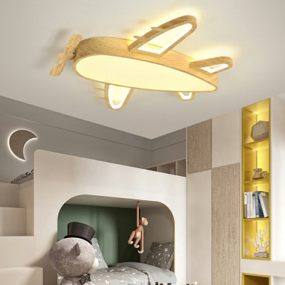 Wooden Airplane Flush Mount Ceiling Light Contemporary LED Flushmount Ceiling Lamp