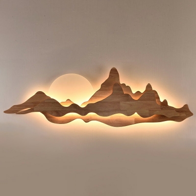 Asian Style Sunrise Mountain Shape Wall Lamp Acrylic Lampshade Wall Mounted Lights for Bedroom