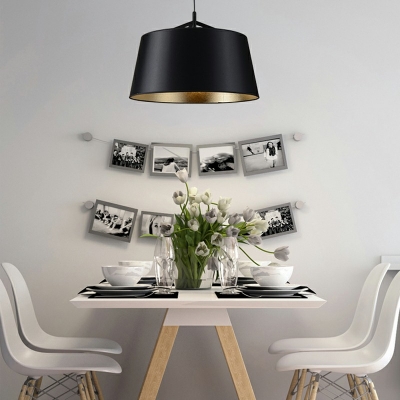 Black-Gold Fabric Pendant Lighting Suspension Light for Dining Room with 55 Inchs Height Adjustable Cord