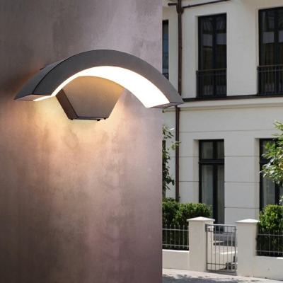 Contemporary Arc Sconce Led Wall Light Arcylic Decorative Black Wall Sconces for Bedroom Porch Pathway