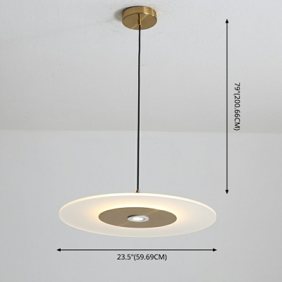 Contemporary Disc LED Pendant Light Metal Shade Single Drop Light in Gold for Dining Room