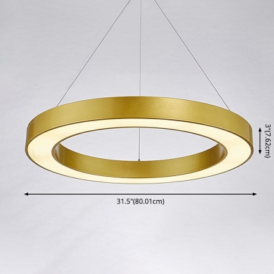 Golden Circle Ceiling Lamp Novelty Modern in White Light LED Acrylic Suspension Pendant Light