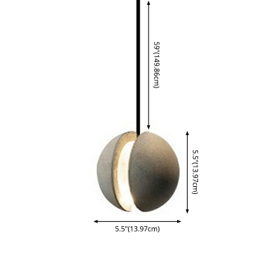 Grey Cement Split Globe Pendant Lighting Postmodern Single-Bulb Ceiling Light for Bedroom