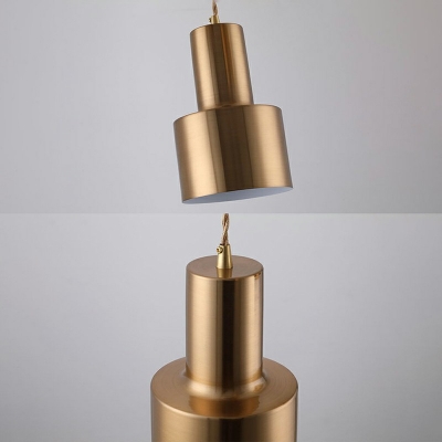Luxury Style Gold Pendant Lamp with Cylinder Shade Metal Chandelier for Dining Room Living Room