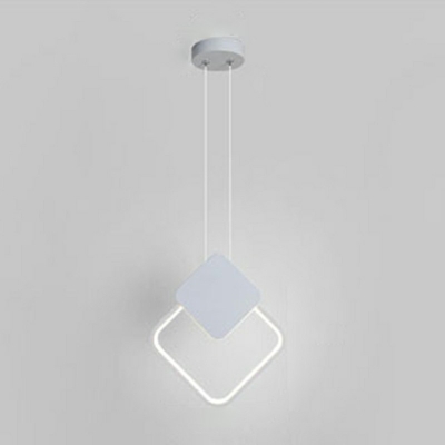 Metal Frame Minimalist Living Room Pendant LED Single Light Hanging Lamp