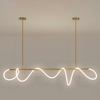 Minimalist Dining Room Golden Island Pendant Spiral Design Acrylic LED 12 Inchs Height Island Light