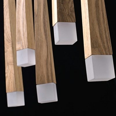 Minimalist Style Wooden LED Pendant 13 Inchs Height Rod Design 1-Light Hanging Lamp