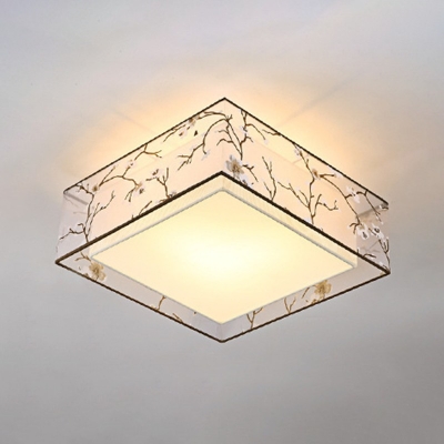 New Chinese Style LED Fabric Ceiling Lamp Living Room Ceiling Flush Light with Acrylic Diffuser