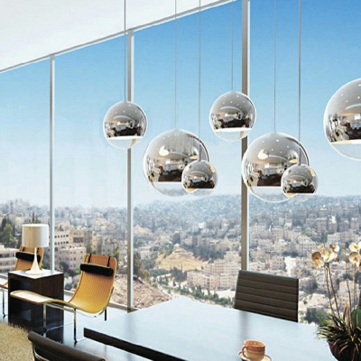 Pendulum Shape Mini Pendant Minimalist Glass 1 Head Art Deco Ceiling Pendant Lamp in Silver