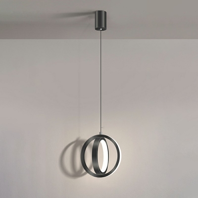 Post Modern Pendant LED Light Double Circular Ring 7 Inchs Wide Chandeliers for Dining Room Foyer Farmhouse