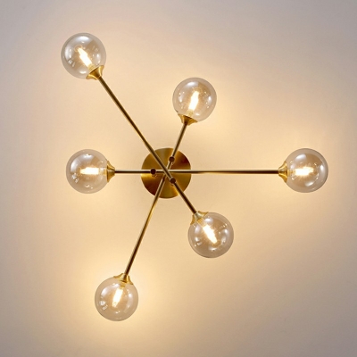 Post-Modern Style Globe Glass Lampshade Metal Flush Ceiling Lights for Living Room