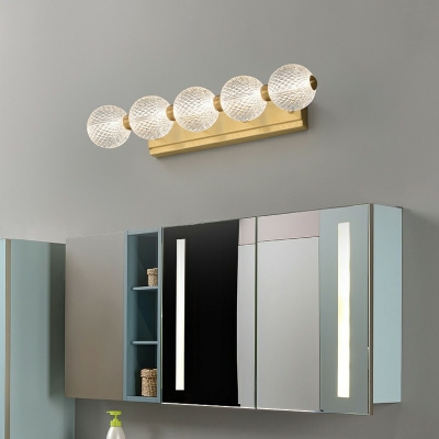 Prismatic Glass Shade Mirror Front Lamp Modern Brass Backplate LED Wall Lamp