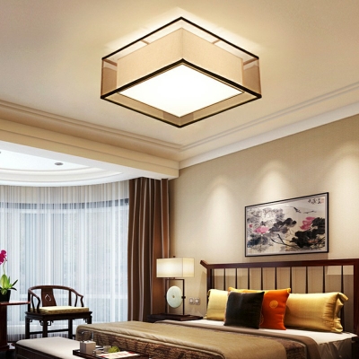 Traditional Style Simple Round LED Fabric Ceiling Lamp Bedroom Flush Mount Ceiling Lights