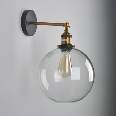 Vintage Single Light Globe Wall Sconce Clear Glass Suspender Wall Lighting for Aisle
