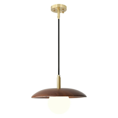 1 Bulb Dise Hanging Light 7 Inchs Height Chinese Suspended Lighting Fixture in Dark Brown