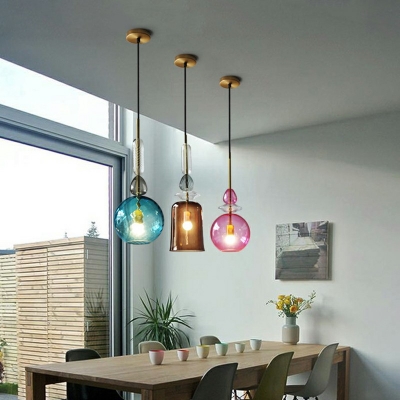 Bottle Pendant Lamp Contemporary Clear Glass 1 Head Lighting Fixture for Kitchen with 79 Inchs Height Adjustable Cord
