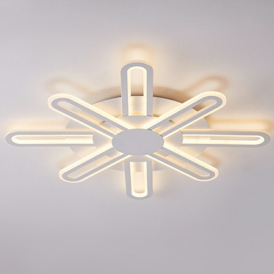 Contemporary Metal Flush Lighting in White Acrylic Flush Mount Ceiling Lamp for Living Room