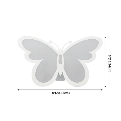 Creative Butterfly Sconce Light Fixture 8 Inchs Wide Modern Acrylic Wall Sconce Light for Bedroom in White