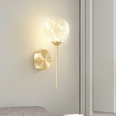 Creative Decoration Wall Light 6 Inchs Wide Up Light Star Wall Sconce with Pure Glass Ball Shade in Gold
