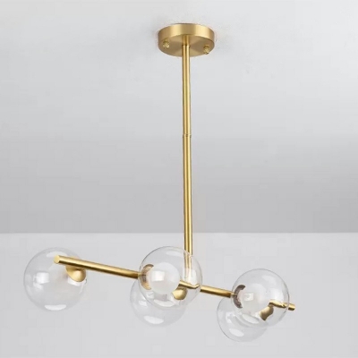 Glass Globe Shape Island Light 24 Inchs Height Industrial Style Bar Island Pendant for Dinning Room in Gold