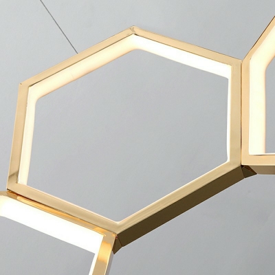 Golden Honeycomb Chandelier Light Nordic Style 31.5 Inchs Wide Metal LED Hanging Lamp