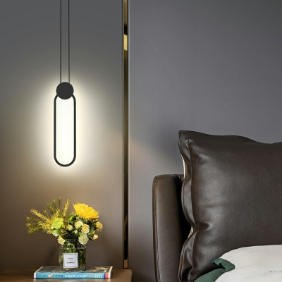 Metal Frame Minimalist Living Room Pendant LED Single Light Hanging Lamp