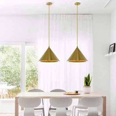 Modern Minimalist Hanging Lamp Aluminum Terrazzo Tapered LED Lighting Pendant in Gold