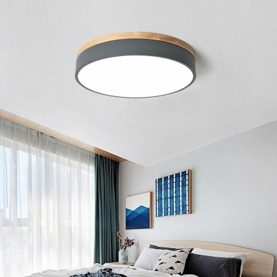 Nordic Circle Flush Ceiling Light Metal Bedroom Arcylic Shade 3 Inchs Height LED Flushmount Lighting in White Light