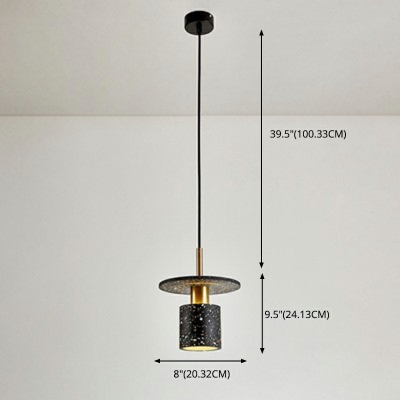 Nordic Living Room Cylinder Pendant Cement Shade Single Light Hanging Lamp