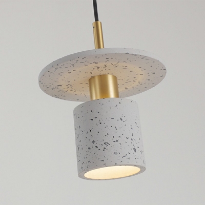 Nordic Living Room Cylinder Pendant Cement Shade Single Light Hanging Lamp