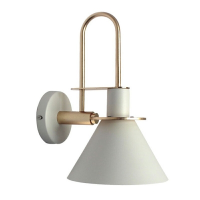 Nordic Modern Style Macaron Metal Gooseneck Wall Lamp with Cone Shade for Living Room