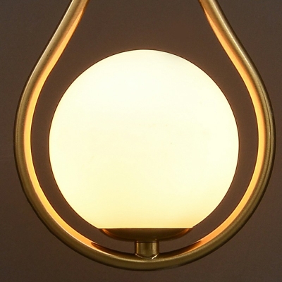 Opaline Glass Ball Wall Light Kit Simple Single Milk Glass Wall Lamp with 8 Inchs Wide Teardrop Stand