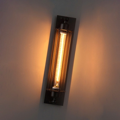 Retro Loft Pipe Steam LED Wall Sconce in Black 18.5 Inchs Height with Wire Cage Stairs Hallway Porch Wall Lighting