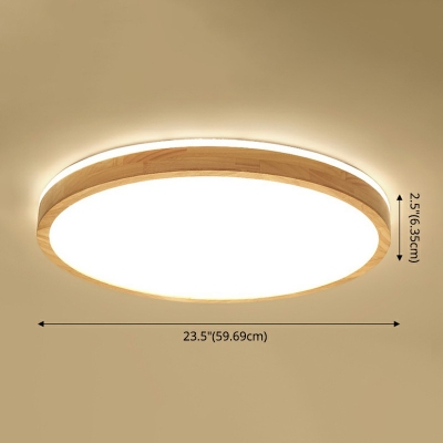 Simplicity Style LED Ceiling Mount Wood Round Flush Mount Ceiling Lights for Room