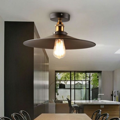 Single Bulb Modern Style Metallic Ceiling Mount Light Fixture Black Cone Semi Flush Mount Ceiling Light