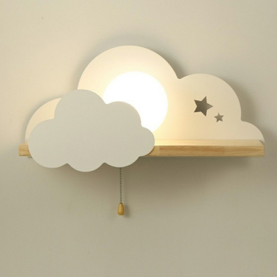 Sun and Cloud Wall Light with Pull Chain Metal LED Sconce Light for Girls Bedroom