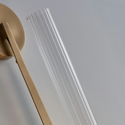Tubular Clear Glass Wall Lighting Modernism 1 Bulb Brass Sconce Lamp Fixture for Bathroom