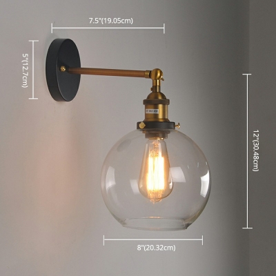 Vintage Single Light Globe Wall Sconce Clear Glass Suspender Wall Lighting for Aisle