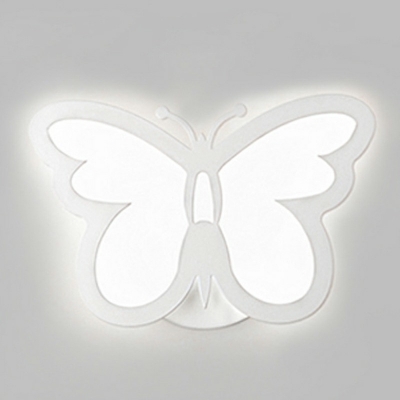 Creative Butterfly Sconce Light Fixture 8 Inchs Wide Modern Acrylic Wall Sconce Light for Bedroom in White