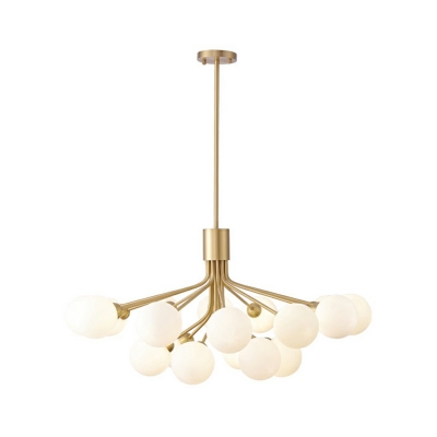 Gold Chandelier Lighting Postmodern Opal Glass Hanging Pendant Light for Living Room with 27.5 Inchs Height Adjustable Cord