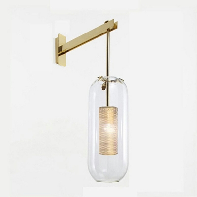 Modern Metal Clear Glass Cylinder Hanging Wall Sconce Wall Mount Lamp for Living Room