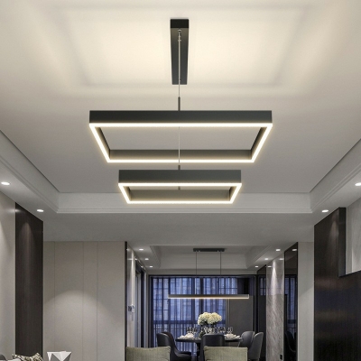 Modern Metal Multi-Layer Living Room Chandelier Square Aluminum Minimalist Lamps