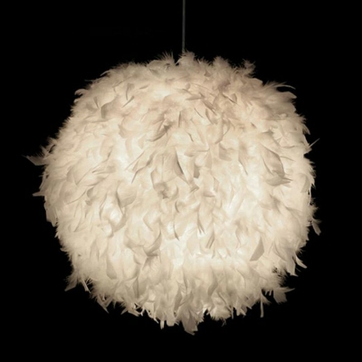 Nordic Modern Pendant White Feather Shade 1 Light Ceiling Mount Single Pendant for Dining Room