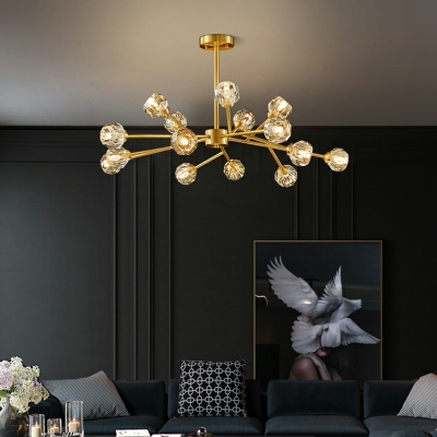 Nordic Style Sputnik Chandelier Clear K9 Crystal Pendant Light for Living Room Dining Room